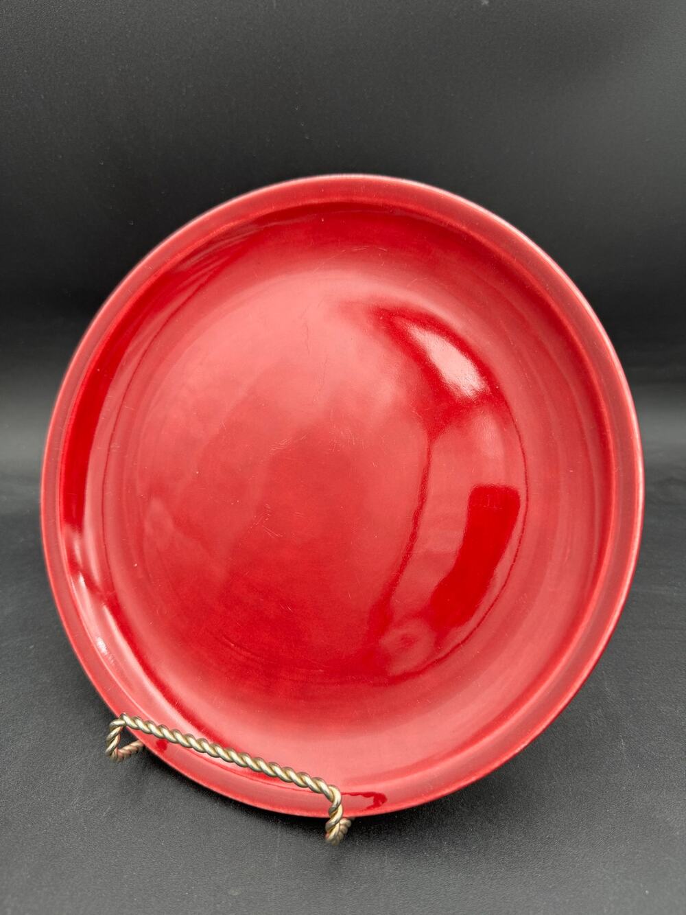 Vtg Luncheon Plate Greenbriar Burgandy by Paden City Pottery Made in USA 9.25"